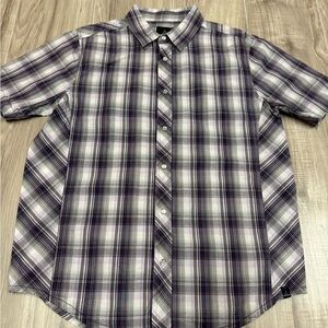 Prana Purple and White Casual Pearl Snap Button Down Shirt Men’s Small